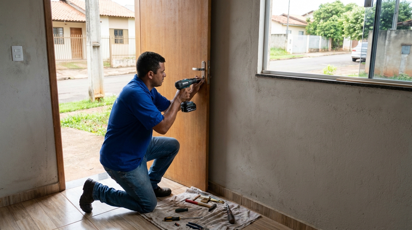 Instalação de Fechadura de Porta em Compensa, Manaus‑AM